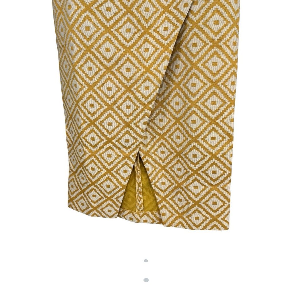Tuckernuck NEW Marigold Tweed Margo Yellow Retro Diamond Midi Skirt Size M - Picture 6 of 12